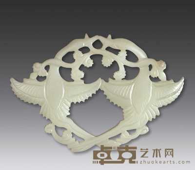 宋代 白玉双凤珮 长8cm